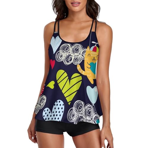 Ensembles bikini avec short de garçon Nuages d'amour maillot gainant