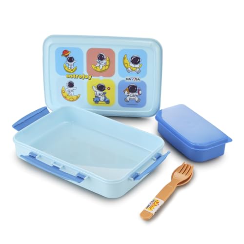Image of Nayasa On The Go DLX Big Lunch Box | Leakproof, Durable & Spacious | Perfect for School Kids, Office, & Travel | Keeps Food Fresh | Stylish & Convenient Design | Blue
