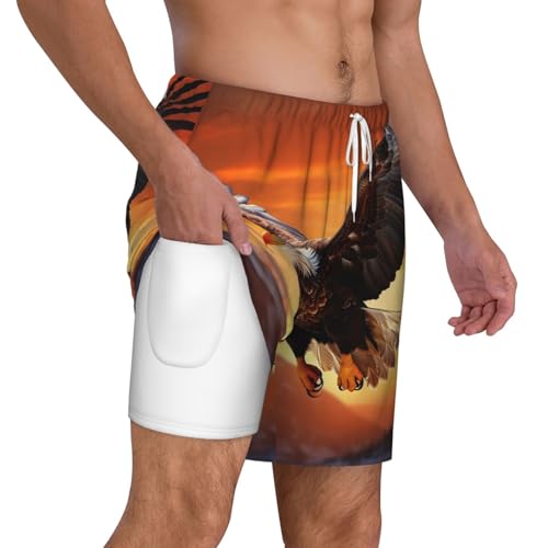 Men's Swim Trunks Quick Dry Board Shorts Eagle Flying in The Sunset Beach Shorts with Pocket Bathing Suits for Men2