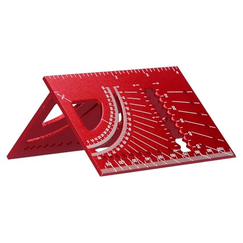 CCKUYT Multi-Angle Measuring Ruler, 3D Woodworking Ruler 45/90 Degree Square Size Measure Ruler Aluminum Square Angle Gauge Protractors Woodworking Carpenter Square Tool for Woodworking, 6.6 Inch