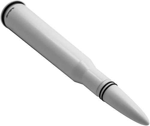 Miniatura 3 de VMS Racing 50 Cal Caliber White BULLET ANTENA con anillos negros Calibre pesado CNC mecanizado Billet aluminio corto compatible con GMC Sierra 1500