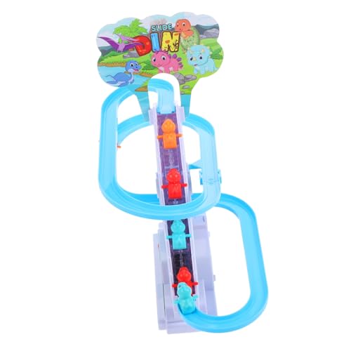 CLISPEED Juguetes de Dinosaurio Pequeño con Tobogán y Escalada Eléctrica Pista Desmontable para Interior Estimula la Inteligencia y Desarrollo Visual Infantil Incluye Dinosaurios Apto para