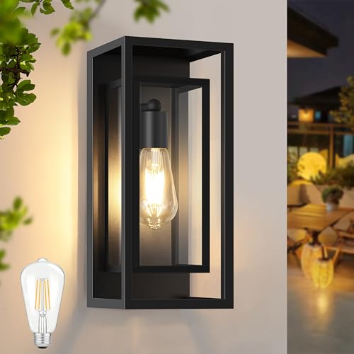 Feanron Outdoor Wall Light Fixtures, Waterproof Black Exterior Sconce Porch