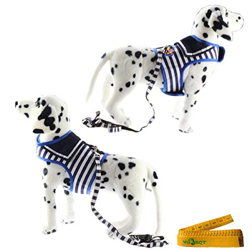 Blue And White Navy Striped Sailor Anchor Style Pet Dog Harness And Leash Set For Walking Party (Medium) #TOP1