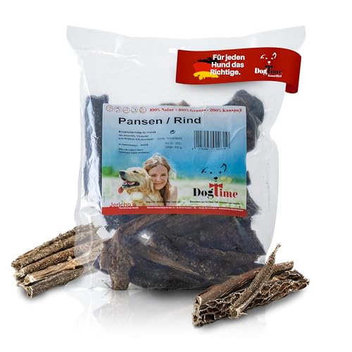 Dog Time Tiernahrung Pansen 500g getrocknet I Gesunder Kausnack aus 100% Rind für Hunde I Hundeleckerli ohne Zucker & Zusatzstoffe