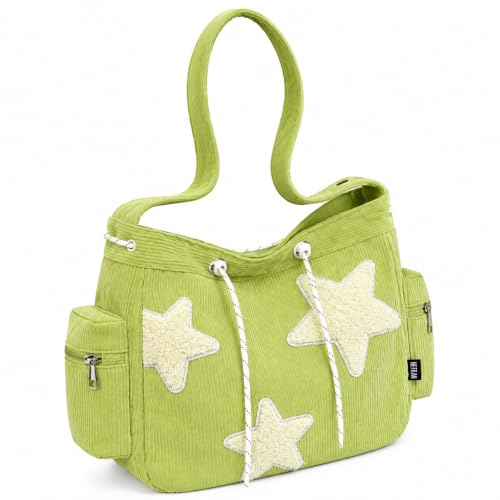 CHENXIAOHONG Bolsa Feminina Transversal Veludo Cotelê com Estrelas Casual