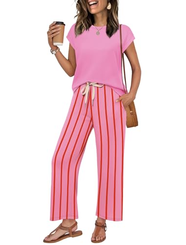 Image of WIHOLL Two Piece Sets for Women Summer Spring Outfits Lounge Sets Beach Vacation Clothes Airport Travel Matching Clothing