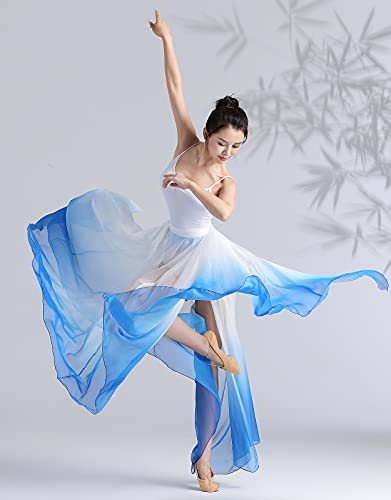 Z&X Modern Ballet Lyrical Dance Skirt Gradient Color Sheer Long Flowy Skirts For Ballerinas Photography Performance Royal Blue White thumb #1