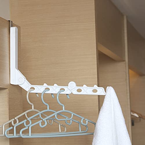 Cintre de porte pliable à 5 trous avec support mural rétractable blanc - 8