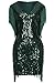 BABEYOND 1920s Flapper Dress Long Fringed Gatsby Dress Roaring 20s Sequins Beaded Dress Vintage Art Deco Dress Dark Green