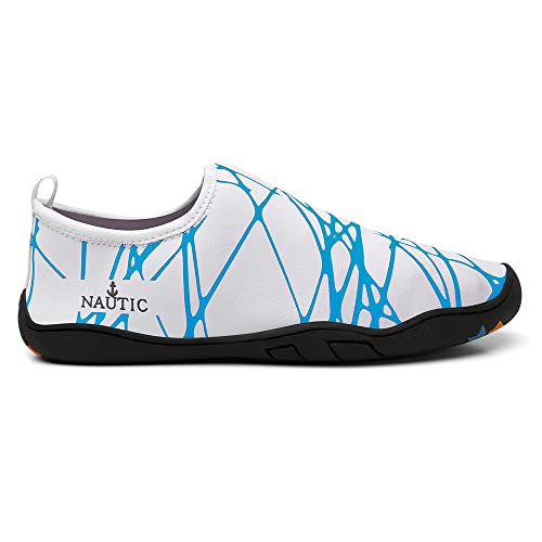 Sapatilha Aquática Antiderrapante Tênis Praia Híbrido Pesca Cachoeira Trilha Bike (Branco/Azul, br_f