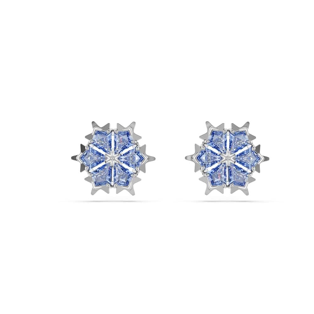 Swarovski Magic Orecchini a Lobo, Gioielli Versatili con Zirconia Grigio-Blu Swarovski, Forma a Fiocco di Neve, Placcatura in Tonalità Rodio, 1 x 1 cm, peso (singolo orecchino) 1,4 g