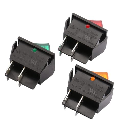Image of Heavy-Duty AC 30A 250V 4 Pin Welding Machine Power Switch, Electric Heater Switch With Indicator Light On-Off Rectangle Rocker Switch DPDT Red Indicator Light 4 Pin big Rocker Switch (1, GREEN)