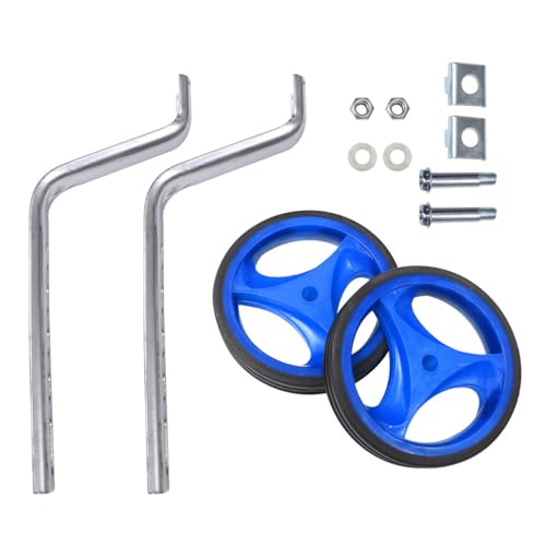 Ruedas de Entrenamiento para Bicicleta con Soporte Ajustable de 12 a 20 Pulgadas, Ruedas Auxiliares Silenciosas y con Luz Intermitente, Color Azul miniatura 1