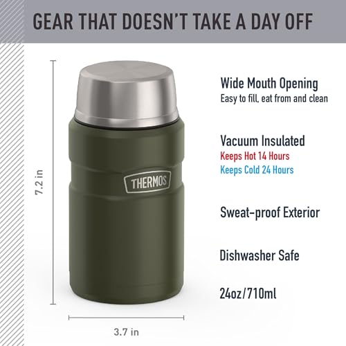 Image of THERMOS Stainless King Vacuum-Insulated Food Jar, 24 Ounce, Matte Army Green