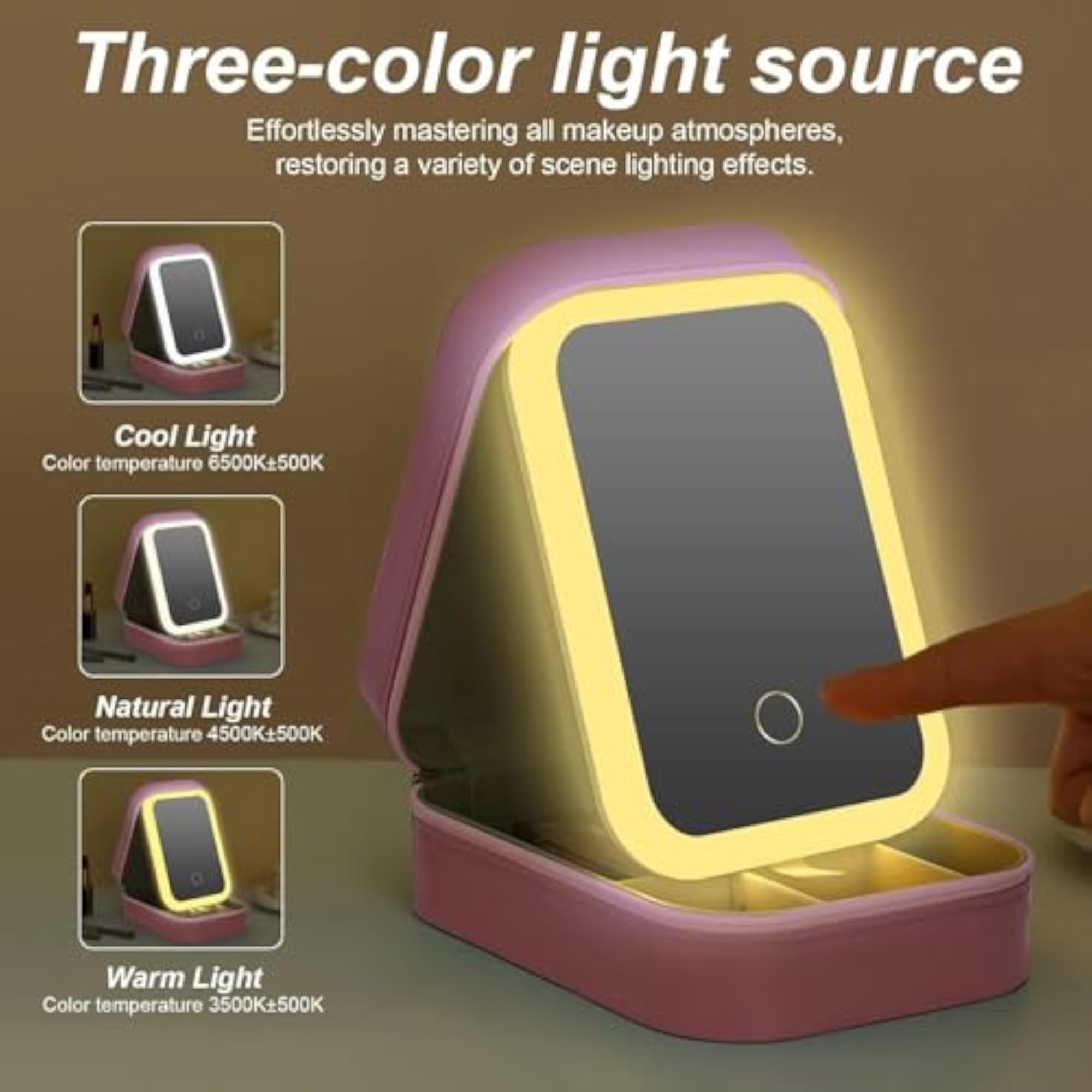 LED Makeup Mirror Case with Storage