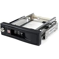 StarTech.com 5.25in Trayless Hot Swap Mobile Rack for 3.5in Hard Drive - Internal SATA Backplane Enclosure - Lockable drive bay (HSB100SATBK) Black