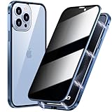 Magnetic Titanium for iPhone 15 Privacy Case, Anti peep Magnetic Adsorption Double Side Tempered Glass Full Body Case, Privacy Screen Protector Metal Frame Clear Back Phone Case Cover for Men Women -  SCQRICY