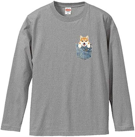 Amazon Chatte Noir Tシャツ メンズ 長袖 ロングtシャツ レディース おしゃれ 柴犬 マメシバ ポケットから犬シリーズ おもしろ Tシャツ ユニセックス プリントtシャツ Tシャツ カットソー 通販