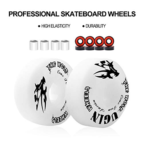 LOSENKA 52mm Skateboard Wheels White Wheels -95A with Bearings