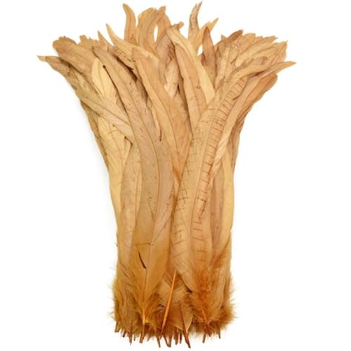 Black Rooster Feathers For Crafts 30-35Cm 12-14Inch Cock Chicken Tail Feather Decor Carnival Wedding Party Decoration - (Color: Khaki/Size: 50 Piece)