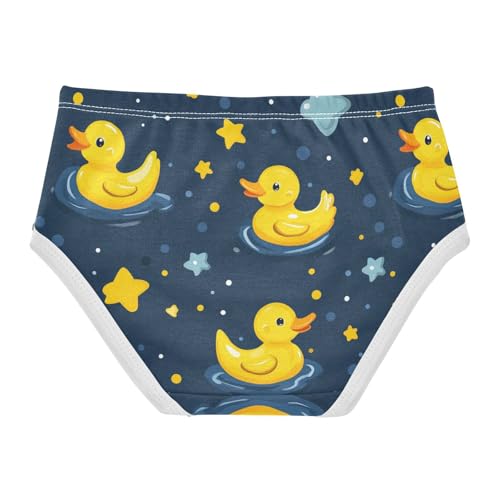 Wusikd Yellow Ducks Girls' Underwear Cotton Blue Stars Girls Briefs Soft Toddler Underwear 2T2
