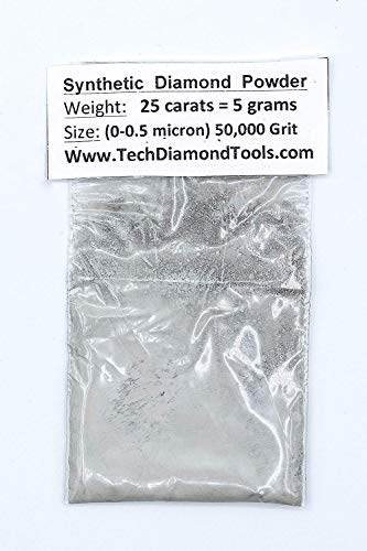 Techdiamondtools Diamond Powder For Polishing Glass Quartz Marble Rock Jewelry Stone Windshield Travertine Gemstone 50,000 Grit - 0-0.5 Microns - 25 Carats = 5 Grams Usa Made #TOP16