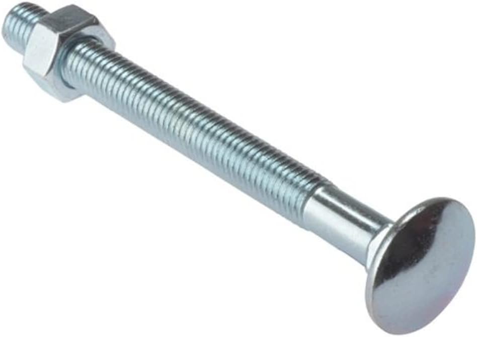 Merriway BH02192 (6 Pcs) Carriage Bolts with Nuts, M6 x 150mm (1/4 inch x 6 inch) Zinc Plated - Pack of 6 Pieces