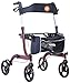 Produktbild FabaCare Leichtgewichtrollator EZ-Lite+, faltbarer Rollator, höhenverstellbar, Gehwagen mit Vollausstattung, Reiserollator, kompakt zerlegbar, Aubergine-Rot