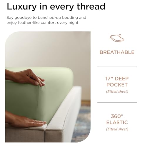 Threadmill Luxury Supima Cotton Sheets, Luxury 1000 Thread Count Soft 100% Cotton Sheets for Full Size Bed, 4 Pc Sage Green Bed Sheets Full Set, 5-Star Hotel Quality Deep Pocket Bed Sheets Set