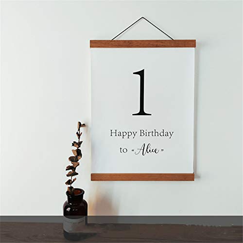 Magnetic Poster Frame Hanger, 12X16 12X18 12X24 Poster Hanger Dowel Scroll Wall Map Artwork Print Frames Hanging Kit For Photos, Pictures, Prints, Maps, Scrolls And Canvas Artwork(Natural Teak Wood ,12'') #TOP4