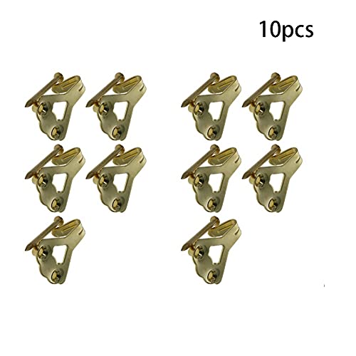 Image of Picture Hangers 1.2mm Thick Picture Hooks with Nails Professional Picture Hanging Kit, for Office Pictures House Decoration Clock Wall Mounting Brass Tone 10pcs