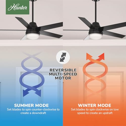 Image of Hunter Aerodyne, Indoor, Ceiling Fan, Smart, Modern, 52 inch, Matte Black