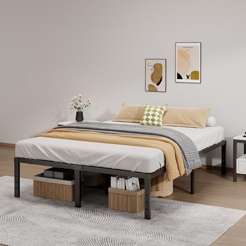 Image of LUMUNANCE Metal Bed Frame King Size - 16 Inch Heavy-Duty King Platform Bed Frame No Box Spring Needed, Easy Assembly, Noise-Free, Sturdy Mattress Foundation, Underbed Storage Space