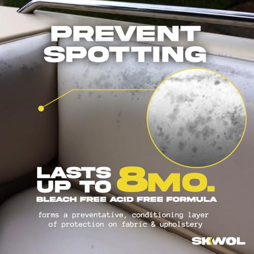 SKWOL Vinyl & Trim Protectant Spray & Boat Seat Conditioner, UV Protectant for Boats, Prevents Spotting, Drying, Cracking - Protects Stitching - Vinyl Cleaner, Outdoor Upholstery Cleaning Supplies