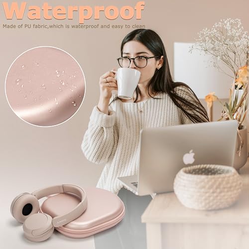 Image of Ginsco Case Compatible with JBL Tune 510BT /520BT /500BT /Junior 320, with Sony WH-CH520 /510, Ultra-Slim Hard Shell Waterproof Headphone Case for On Ear Headphones (Rose Gold)