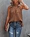 BTFBM Women Sleeveless Tie Mock Neck Spring Summer Tops Loose Casual Side Bow Satin Halter Tank Top Blouses Shirts Clothes(Dark Brown, Large)