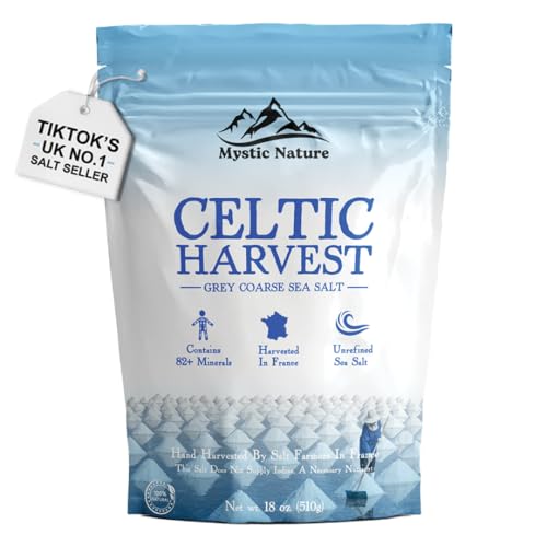 Mystic Nature Celtycka sól morska – 500 g | 100% naturalna nierafinowana sól celtycka | zbierana ręcznie przy użyciu zrównoważonych i przyjaznych dla środowiska praktyk | Zawiera 82+ minerałów | Marka