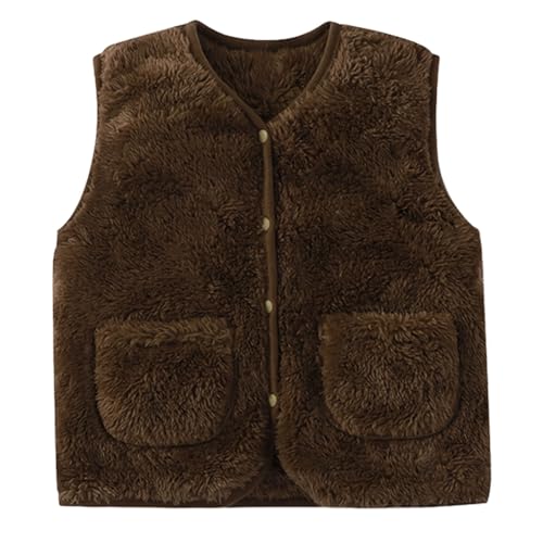 Toddler Boys Girls Fleece Vest Kids Polar Fleece Snap Jacket Sleevless Fall Winter Warm Outerwear with Pockets 6M-5T