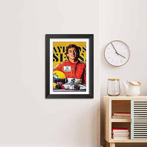 Image of TenorArts Ayrton Senna Poster F1 Driver Posters Formula One Photo Frame Painting with Matt Finish Black Texture (12 inches x 9inches)