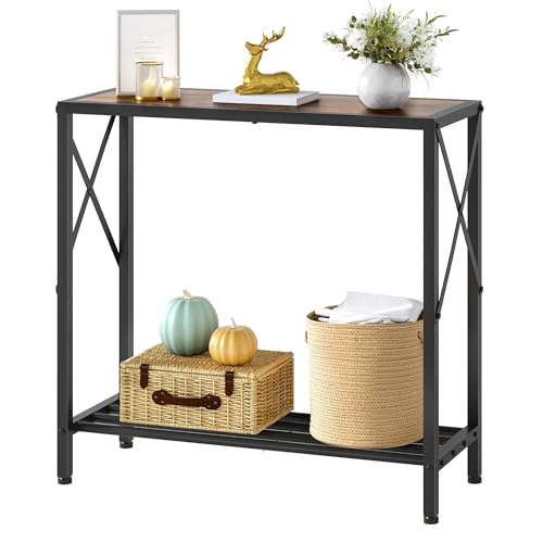 Tajsoon Console Table, 2 Tier Small Hallway Table, Narrow Sofa Table for Entryway with Open Shelves...