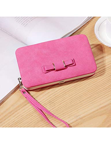 ZLJEE Moda Mujer Carteras De Cuero con Arco Femenino con Cremallera Monedero Largo Titulares De Tarjetas Señoras Carteras De Teléfono Embrague Dinero Monederos,Rose