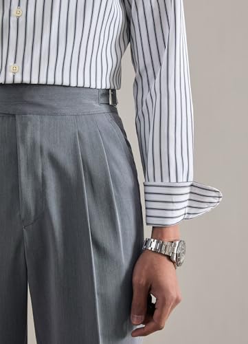 Mens Chinos Pants Classic Gurkha Pleated Front Dress Pants Casual Tapered Trousers4