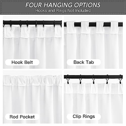 Image of RYB HOME White Velvet Curtains 84 inch, 2 Layers Room Darkening Window Curtains for Living Room Thermal Insulated Privacy Backdrop with Pleat Tape, White, W48 x L84 inch, 1 Panel