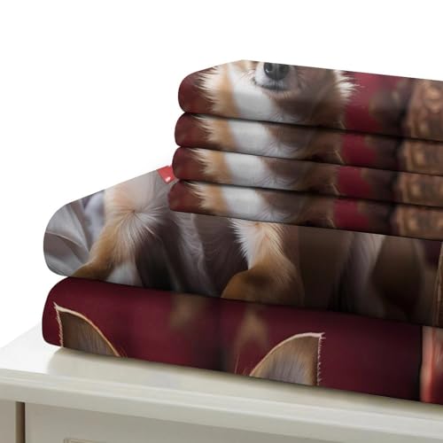 Parure de lit chien chihuahua 140x200 microfibre housse couette