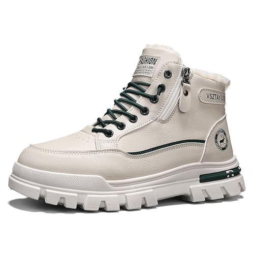 Fashion Mens Winter Warm Sneakers with Plush Lining Snow Boots Outdoor Anti-Skid Comfort Walking Shoes