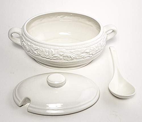 Regent Dolomite Soup Tureen with Ladle, White