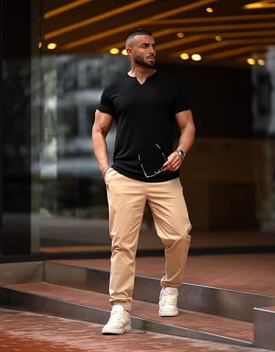 Image of JMIERR Mens Cotton Stretch Joggers Casual Twill Athletic Track Pants