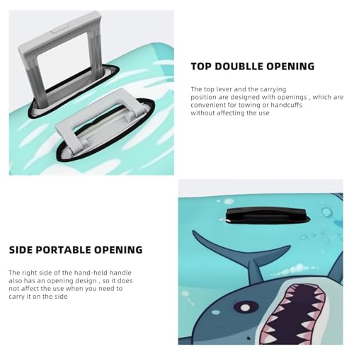 Travel Luggage Cover Cartoon shark floating in water Spandex Suitcase Protector Washable Baggage Covers Fashion Elastic Scratch-Resistant Luggage Cover Protector Fits 18-32 Inch Luggage3