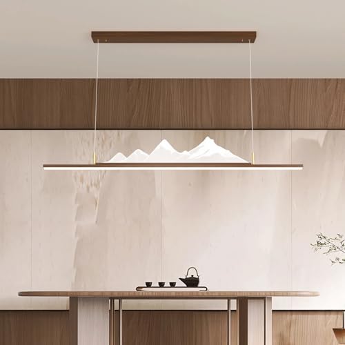 Lampe suspendue bois 150 cm LED dimmable pour salle à manger